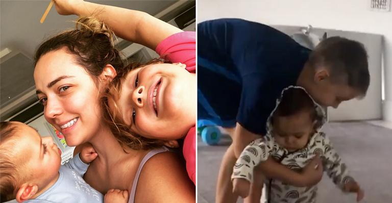 Fofura! Carol Dantas flagra surpresa de Davi Lucca ao ver o irmão, Valentin, de pé sozinho