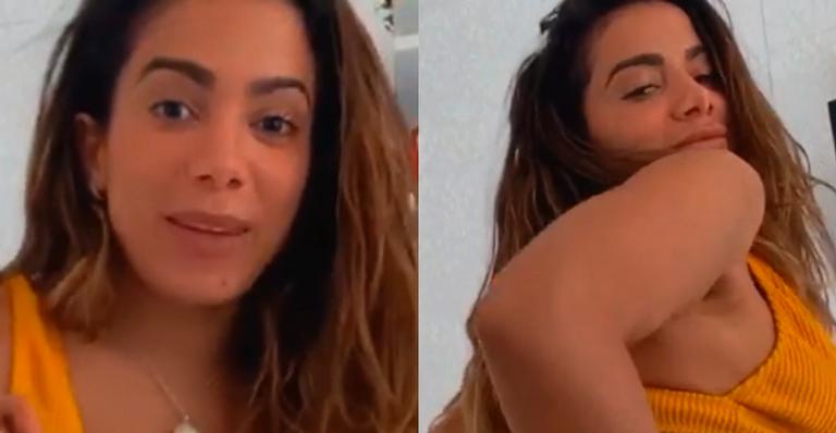 Anitta aparece rebolando muito, puxa biquíni e mostra marca na virilha: “Não é maus tratos”