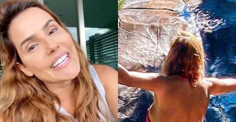 Aos 40 anos, Deborah Secco exibe bumbum duraço em foto durante banho de cachoeira: “Um espetáculo”