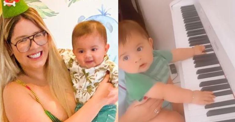 Marília Mendonça mostra talento do filho na música e comove fãs: ”Seguindo a mamãe!”