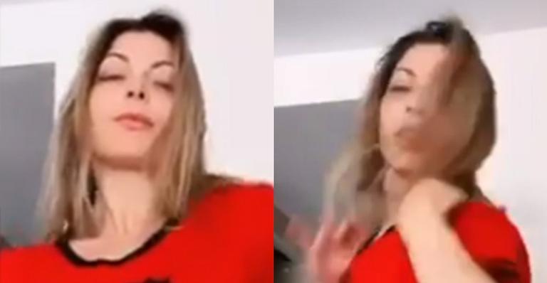 Ousada, Sheila Mello se empolga, dança só de camiseta e deixa bumbum escapar em momento ousado