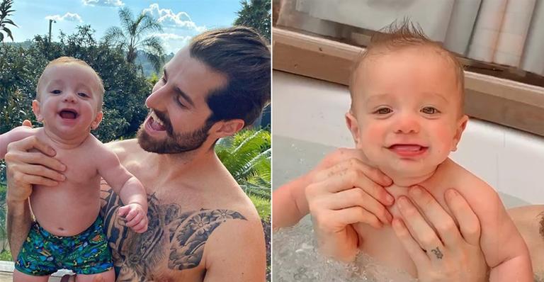 Alok e Romana Novais se divertem com o filho, Ravi, em jacuzzi luxuosa