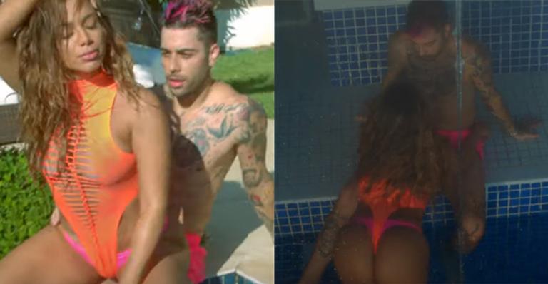 Em novo clipe, Anitta faz pegação pesada com o namorado e protagoniza cenas quentes na piscina de sua mansão