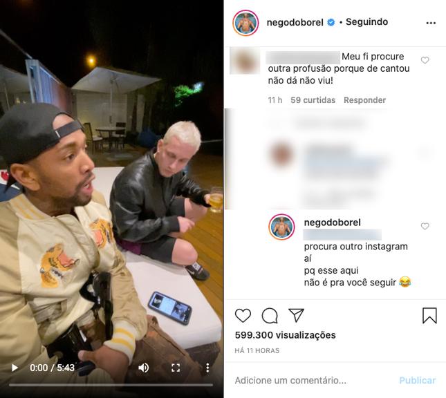 Nego do Borel rebate seguidora que o criticou