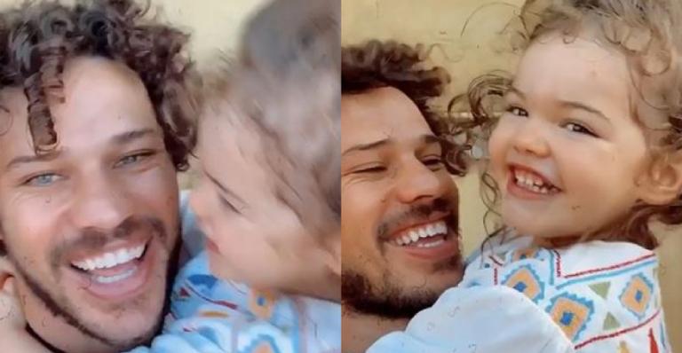 José Loreto se diverte em cama elástica com a filha, Bella: “Eterna criança”
