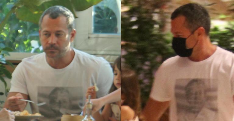 Malvino Salvador passeia com as três filhas e a esposa grávida em dia de shopping
