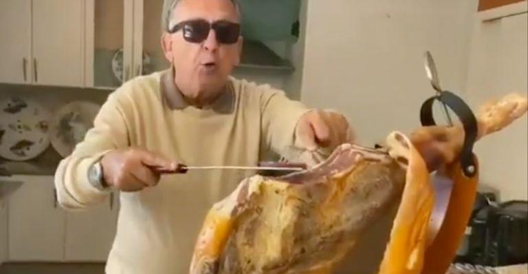 Galvão Bueno harmoniza presunto de R$ 7 mil e vira meme na web: “Ser rico deve ser um saco”