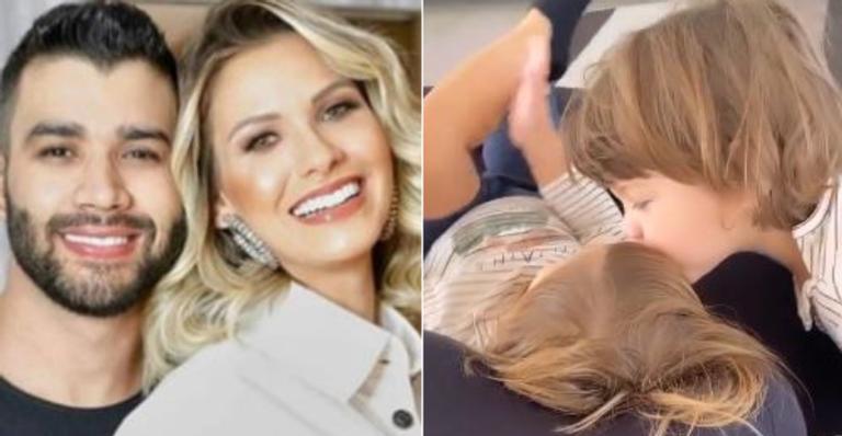 Andressa Suita flagra momento de carinho entre os filhos e emociona fãs: ”Amor de irmão”