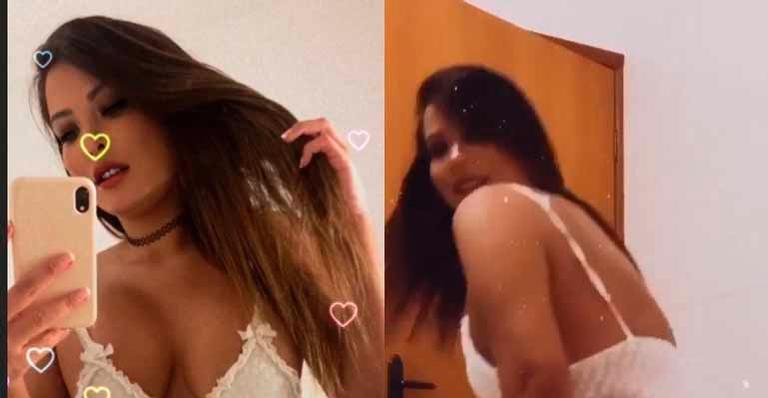 Geisy Arruda tenta equilibrar taça e rasga lingerie com o bumbum gigante