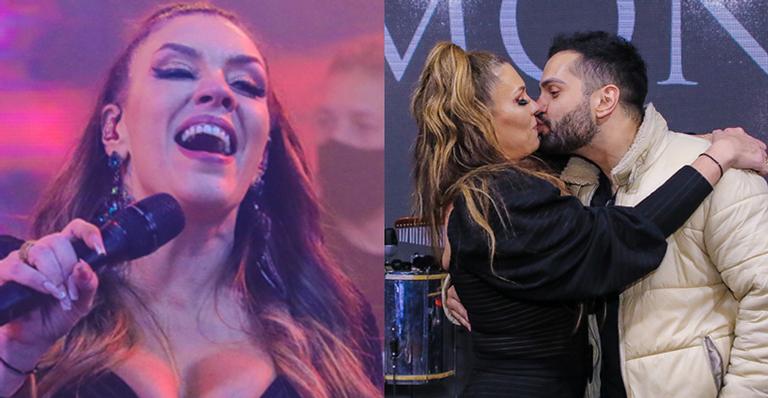 Com look curtíssimo, Simony mostra química e troca beijos apaixonados com o namorado em live