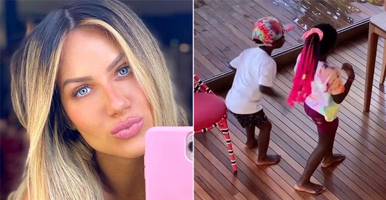 Fofura! Giovanna Ewbank registra Titi e Bless se jogando na dança: “Olha o rebolado”