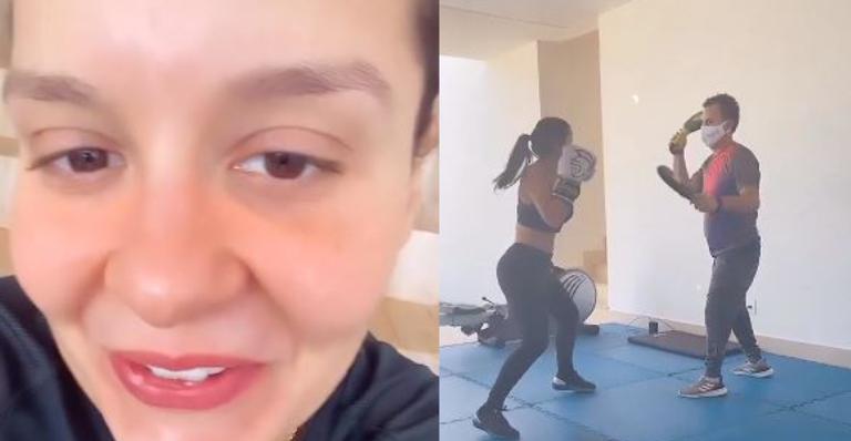 Maiara mostra Maraisa treinando pesado e faz brincadeira: ”Será que eu vou?”