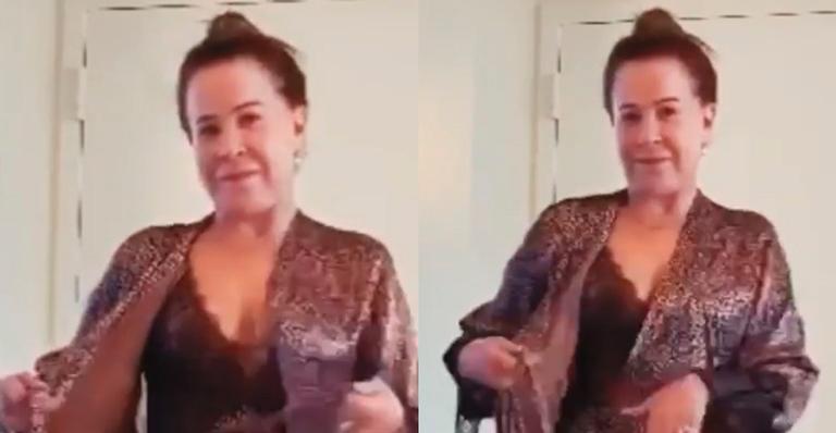 Em vídeo, Zilu Camargo troca de roupa e termina com camisola curtinha: “Sextou”