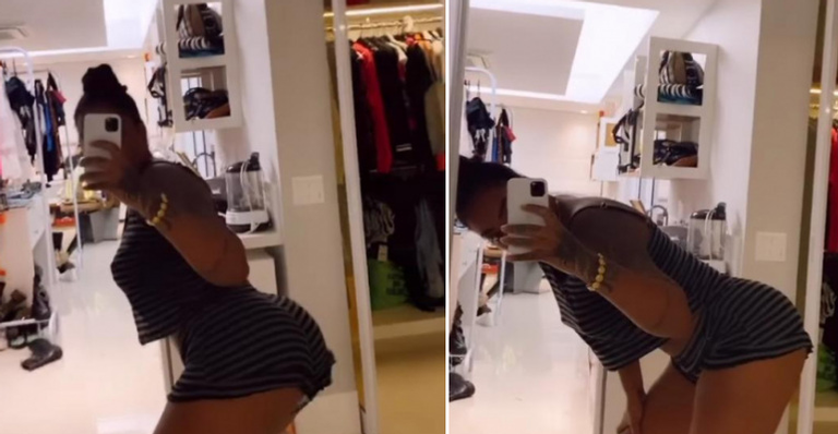Rebolando o bumbum, Ludmilla exibe closet gigante durante dança sensual