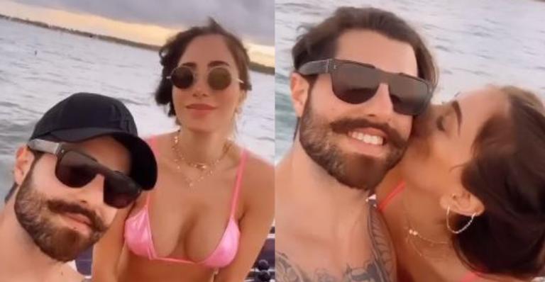 Apaixonados! Romana Novais mostra barrigão enorme durante passeio de barco romântico com Alok