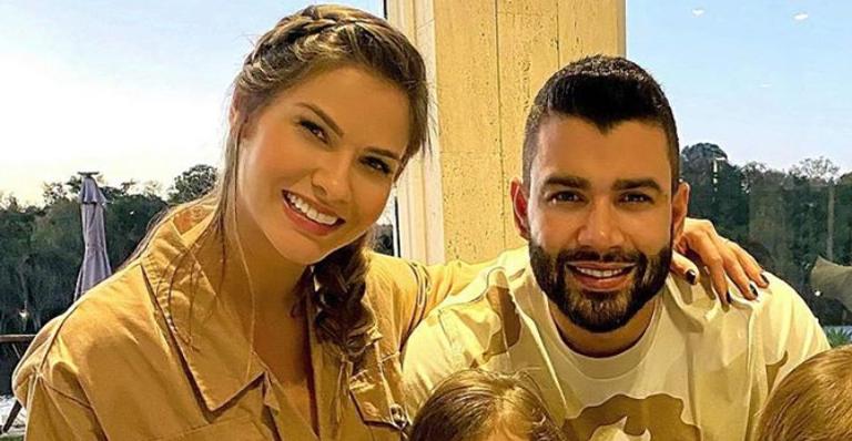 Andressa Suita flagra os filhos seguindo os passos de Gusttavo Lima na música e se emociona