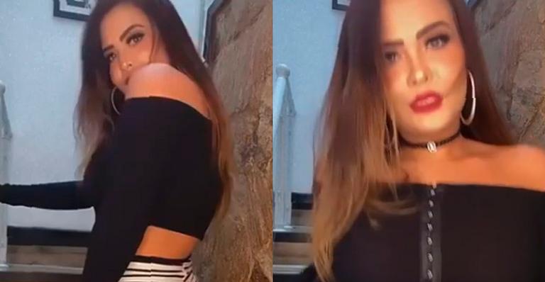De saia fendada, Geisy Arruda sensualiza em escada e mostra pernões: “Curvas perfeitas”