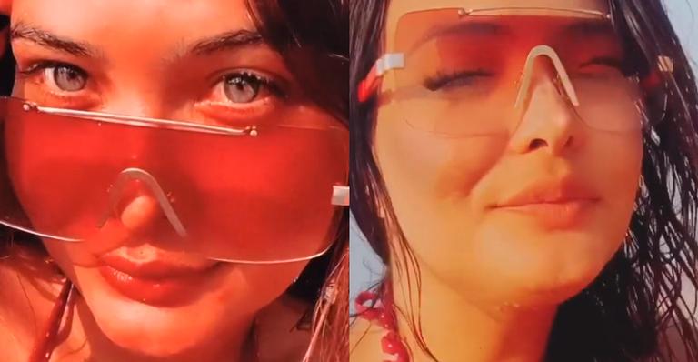 De topless, Geisy Arruda renova bronzeado em dia de praia e aponta bumbum ao céu