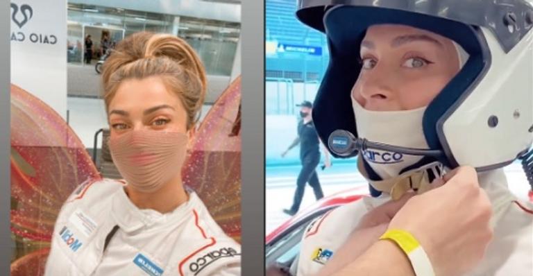 Grazi Massafera ganha ‘carona’ de Caio Castro durante treino do ator: ”250 km/h”