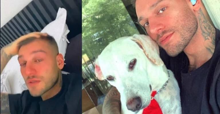 Em lágrimas, Lucas Lucco pede orações ao seu cachorro: ”Muito triste”