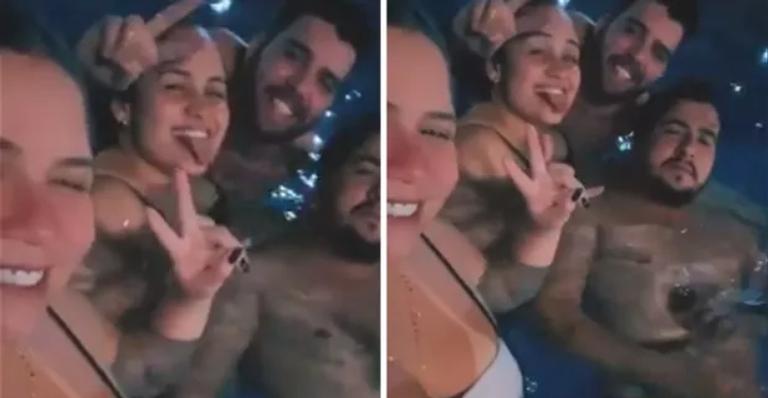 De biquíni, Marília Mendonça se diverte na companhia de amigos durante banho de piscina