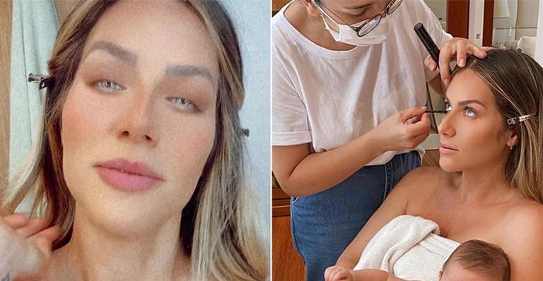 Giovanna Ewbank tira leite enquanto é maquiada para ensaio fotográfico: “Facinho”