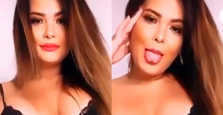 Só de lingerie, Geisy Arruda ajeita calcinha e quase mostra tudo: “Que obra de arte”
