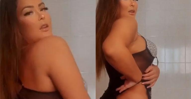 Geisy Arruda ergue vestido transparente para mostrar tatuagem indiscreta: “Terei que criar um mapa”