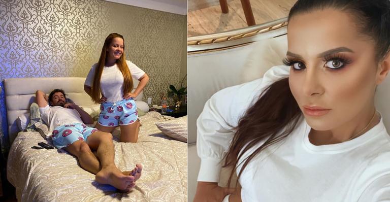 Maiara e Fernando usam pijamas combinando e são zoados por Maraisa: ”Cafona”