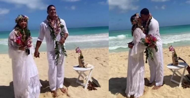 Após 19 anos de união, Carla Perez e Xanddy renovam os votos em casamento intimista no Havaí