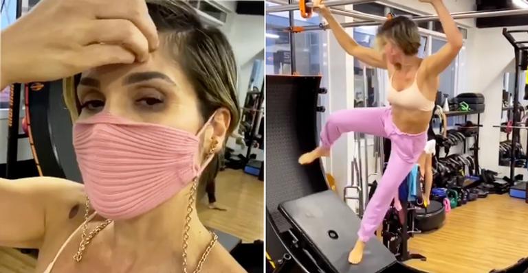 Bem-humorada, Flávia Alessandra registra ‘momento mico’ ao simular rotina fitness de surfista