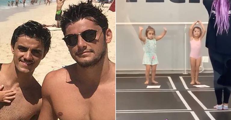 Fofura! Filhas de Felipe Simas e Bruno Gissoni fazem aula de balé juntas