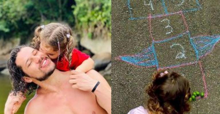Que paizão! José Loreto ensina a filha a brincar de ‘amarelinha’ e momento viraliza: ”Fofura!”