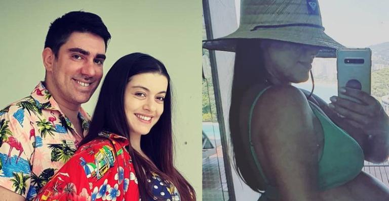 Na reta final da gravidez, esposa de Marcelo Adnet posa de biquíni e barrigão gigantesco espanta fãs