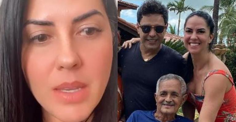 Emocionada, esposa de Zezé Di Camargo comenta reação do sertanejo após morte do sogro: ”Bem difícil”
