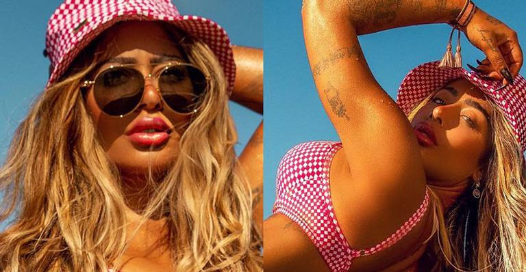 Irmã de Neymar, Rafaella Santos exibe corpaço e faz poses picantes só de biquíni: “Gostosa”