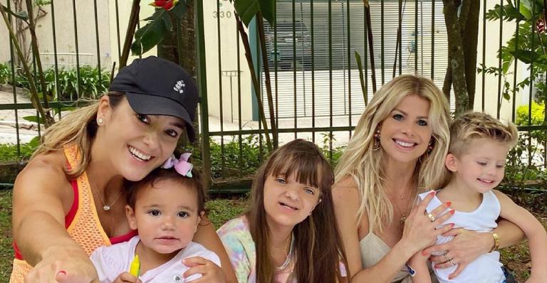 Karina Bacchi e Ticiane Pinheiro reúnem filhos em atividade ao ar livre