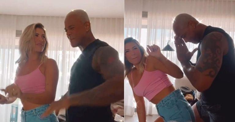 Léo Santana e Lore Improta dançam em frente às câmeras e protagonizam momentos ousados