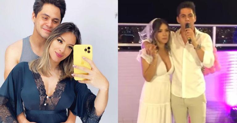 Em chá revelação, Lucas Veloso pede a namorada em casamento: “Uma aliança entre nós”