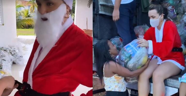 Que coração! Ex-BBB Rafa Kalimann se veste de ‘Mamãe Noel’ e distribui doações de Natal para famílias carentes