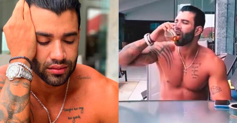 Gusttavo Lima é flagrado afogando mágoas na bebida ao som de sofrência: “Não coloque palavras na minha boca”