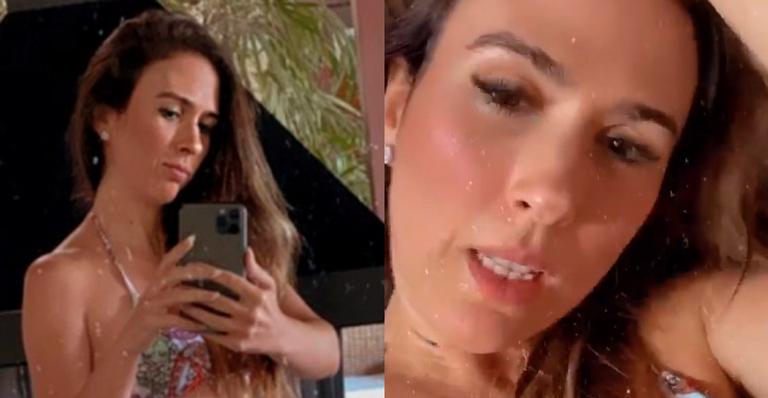 Tatá Werneck surpreende ao posar de biquíni e exibir barriga sarada: “Tô malhando”