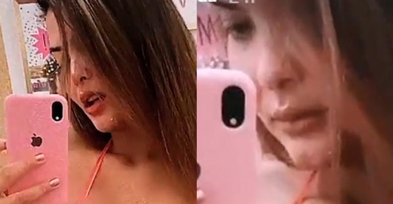 Geisy Arruda abaixa biquíni de fita adesiva e quase mostra demais após bronzeamento: “Marquinha ok”