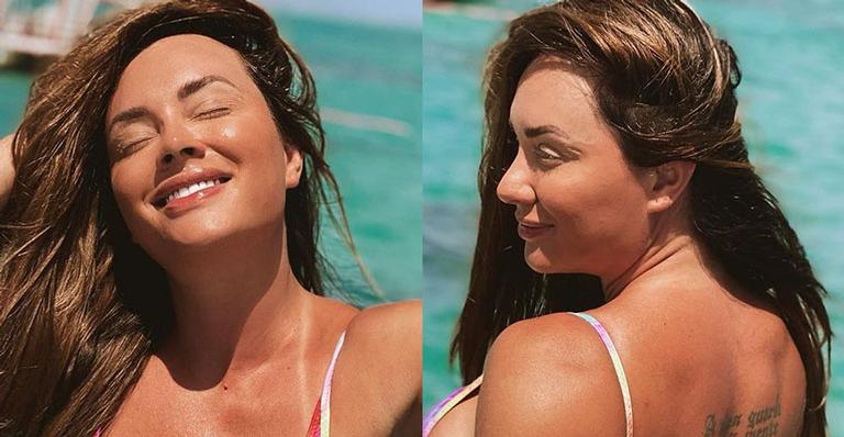 Juju Salimeni escolhe maiô fio-dental e posa de frente e de costas exibindo bumbum durinho: “Grandona”