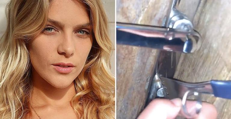 Perrengue! Isabella Santoni fica presa pra fora de casa e apela para gambiarra inusitada: “A gente está se virando”
