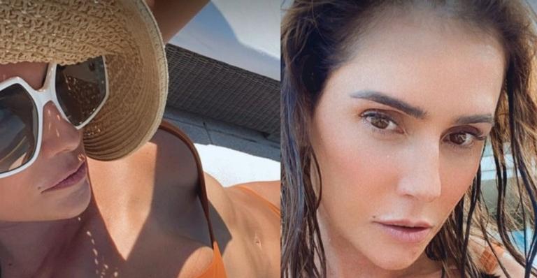 De férias, Deborah Secco curte praia e ostenta corpo absurdo em sessão de fotos de biquíni: “Oi sol! Voltei”