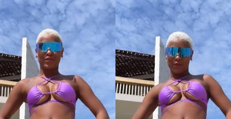 MC Rebecca suspende biquíni mínimo no limite e quase mostra demais: ”Socorro Deus”