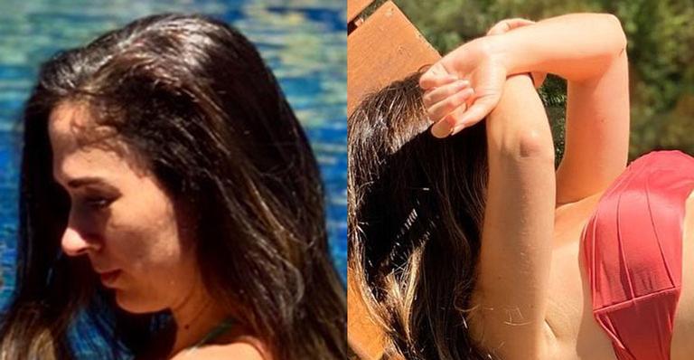 Tatá Werneck posa de biquíni na piscina de sua mansão e abdômen trincado deixa fãs perplexos: “Tá se achando”