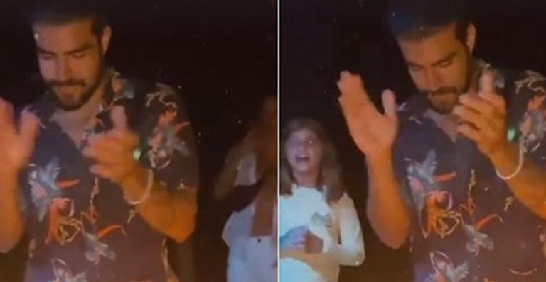 Bela e feliz, filha de Grazi Massafera rouba a cena no aniversário de Caio Castro: “Que menina linda”