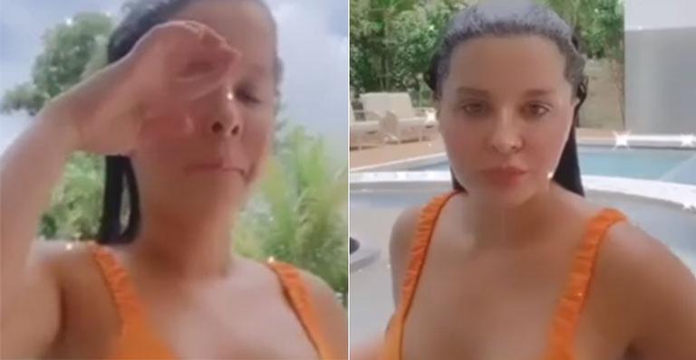 De biquíni tamanho PP, Maraisa causa ao aparecer dançando na piscina de sua mansão: “Que corpo é esse?”